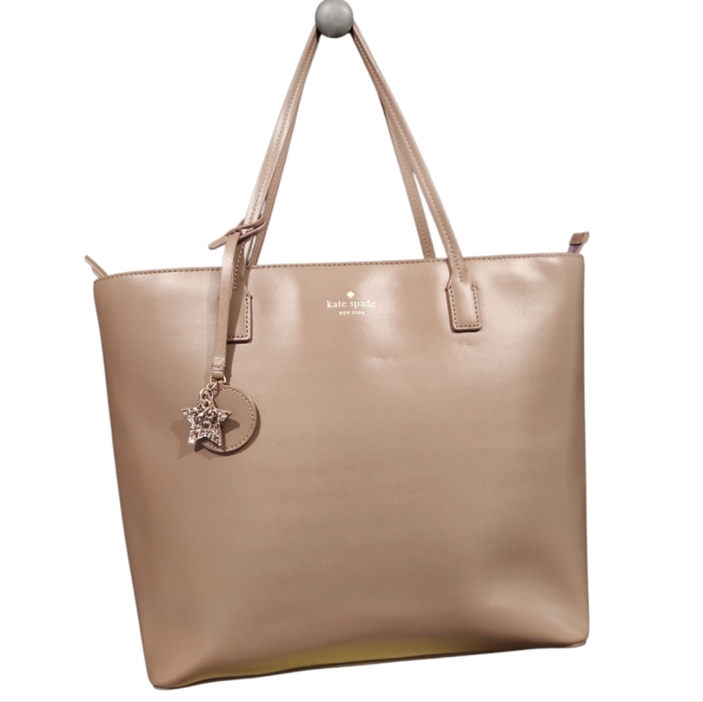 Kate Spade Taupe Leather Tote Bag - Picture 5 of 11